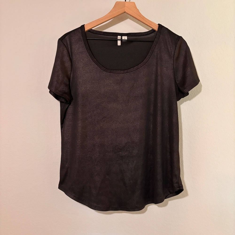 Cato Top Short Sleeve Metallic Size M Black Shimmer‎ Chic